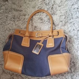 Talbots Split Leather Cotton Satchel
